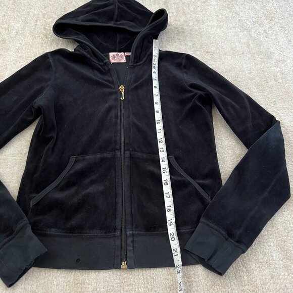 Juicy Couture Velour Zip Up Hoodie Track Jacket M Black - Picture 5 of 13